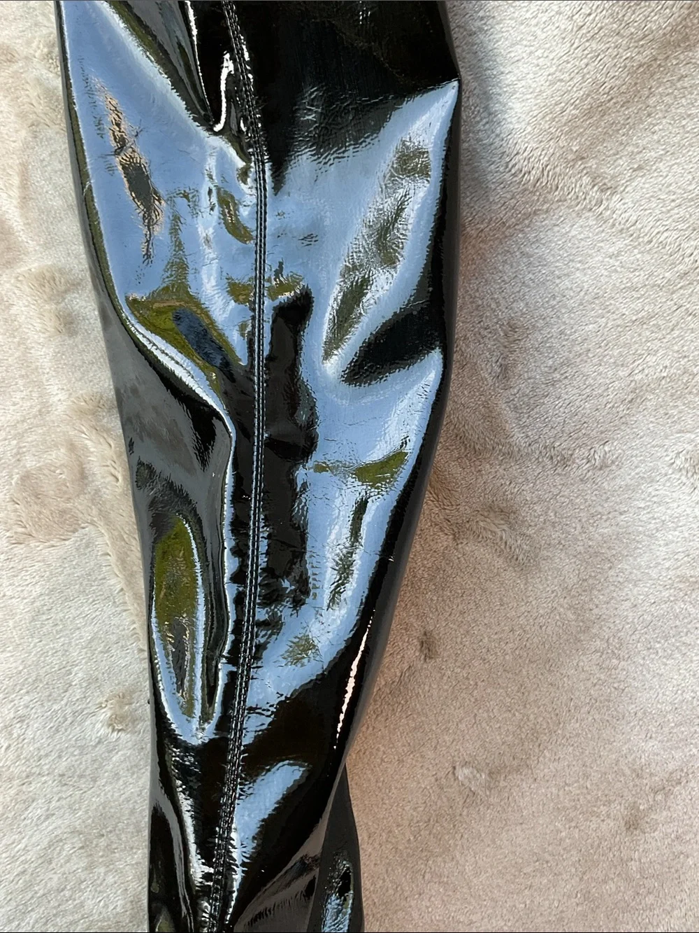 Black Patent Knee-High Stiletto Boots - Women's Mix No. 6 Size 7.5